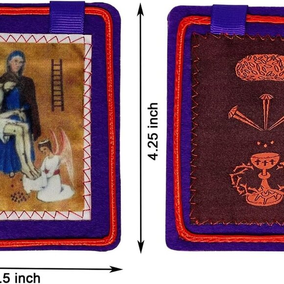 Catholic Purple Scapular Necklace Devotion Protection Gift for Church - Picture 2 of 7